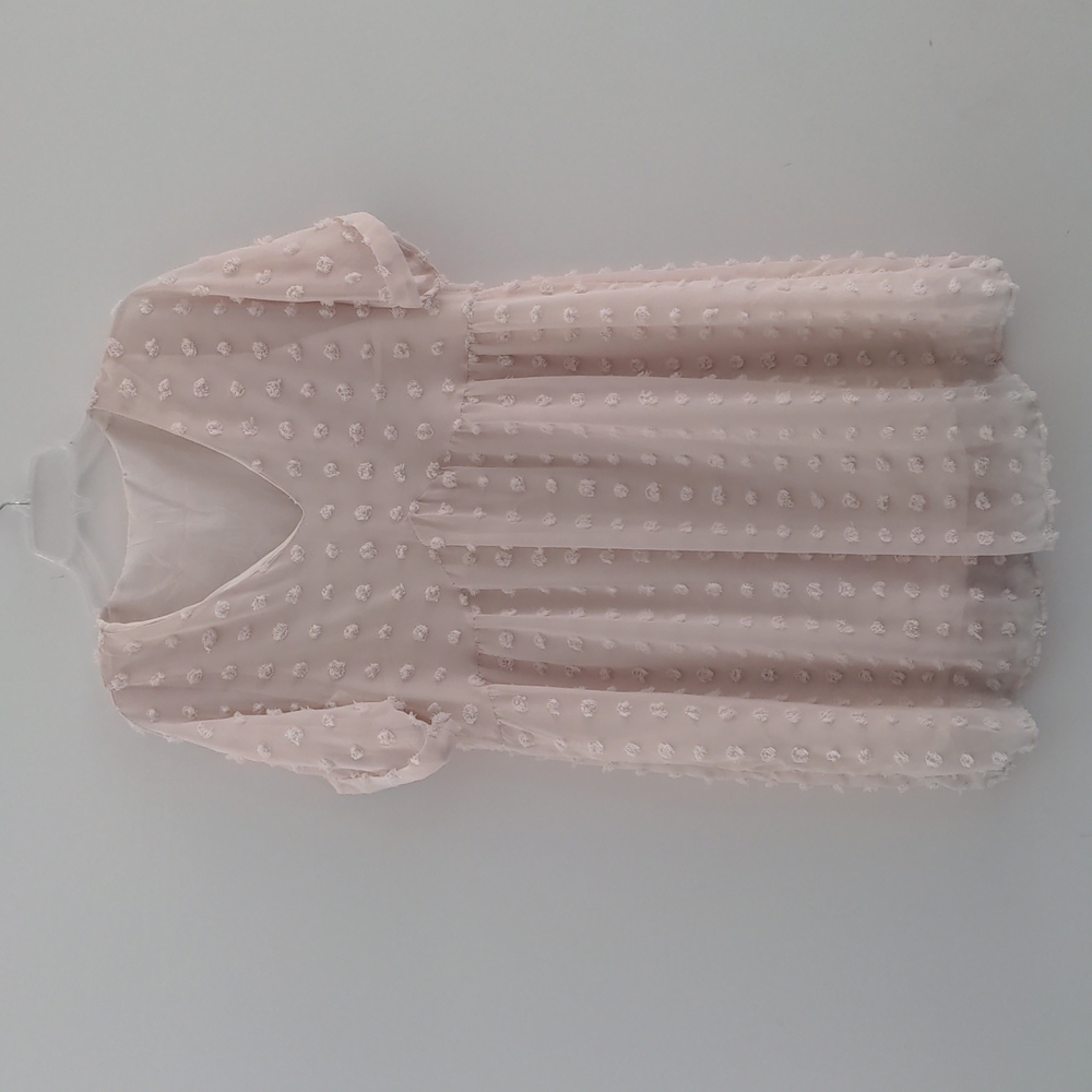 Women's Cream Textured Polka Dot Dress (Size M)